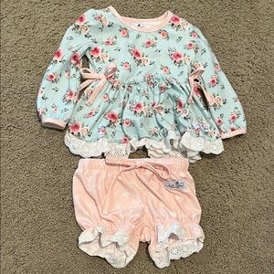 Floral Ruffle Two-Piece Baby Set - Mint & Blush